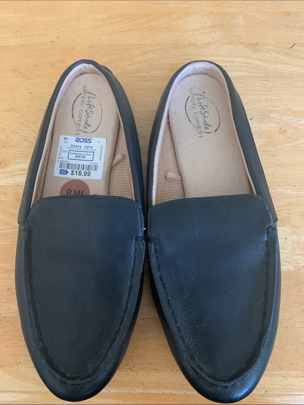 Life Stride Black Women’s Slip-On Loafers — Classic Moccasin Style 8W